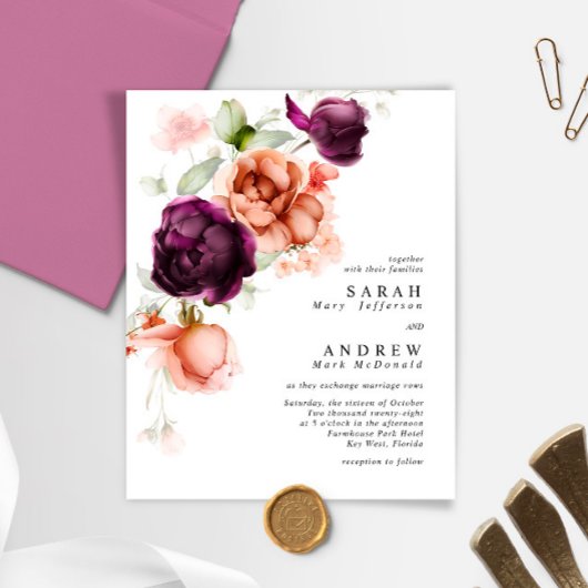 Budget Paars & Peach Flowers Weddenschap