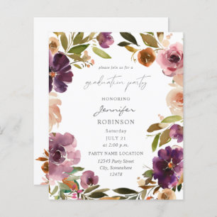 Budget Paars & Roze Floral Graduation Party