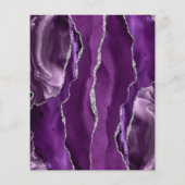 Budget Paars Zilveren Agate Script Trouwmenu (Achterkant)