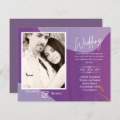 BUDGET Paarse Abstracte foto-bruiloft uitnodigen (Voorkant / Achterkant)