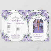 Budget Paarse Bloemen Quinceanera 15 Fotoprogramma (Voorkant / Achterkant)