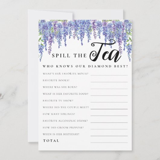 Budget Paarse Bloemen Spill Tea Vrijgezellenfeest  Kaart (Voorkant)