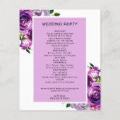Budget Paarse Bloemen Trouwprogramma Flyer (Achterkant)