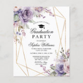 Budget Paarse & Blush Graduation Party Uitnodiging (Voorkant)