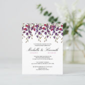 Budget Paarse Botanical Wedding Invitation (Staand voorkant)