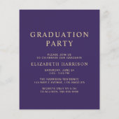 Budget Paarse College Graduation Party Invitation (Achterkant)