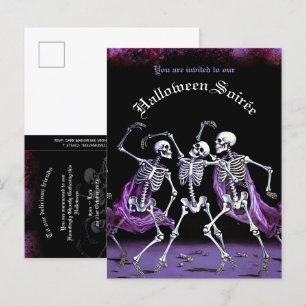 Budget Paarse dansskeletten Volwassen Halloween Uitnodiging Briefkaart