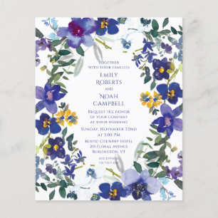 Budget paarse en witte orchidee bloemige bruiloft flyer