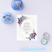 Budget Paarse Floral Bridal Shower Flyer (Enkel)