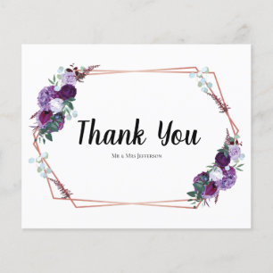 Budget Paarse Floral Geometric Gold Lijst Kaart
