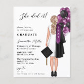 Budget Paarse foto ze deed het Afstuderen uitnodig (Voorkant)