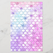 Budget Paarse Glitter Zeemeermin Verjaardagsuitnod (Achterkant)