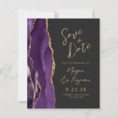 Budget Paarse Gold Agate Dark Script De datum opsl (Voorkant)