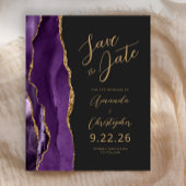 Budget Paarse Gold Agate Script Save the Date