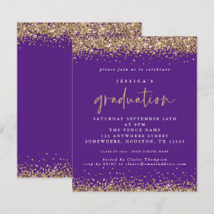 Budget Paarse Gouden Glitter 2024 Afstuderen Invit