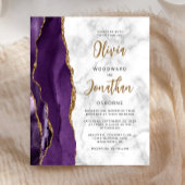 Budget Paarse goudmarmer Agate Wedding Invite