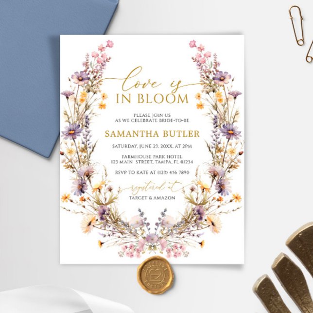 Budget Paarse Liefde is in Bloom Shower Invitation (Creator heeft geüpload)