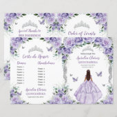 Budget paarse seringen bloemige Quinceanera 15 pro (Voorkant / Achterkant)