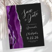 Budget Paarse Silver Agate Script Save the Date