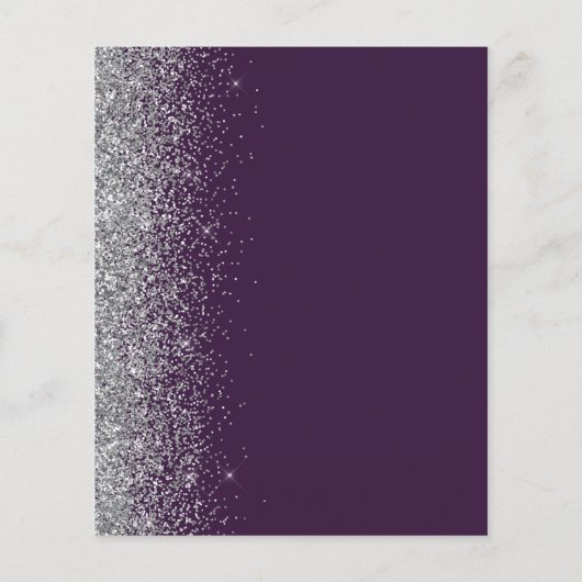 Budget Paarse Silver Script Glitter Save the Date (Achterkant)