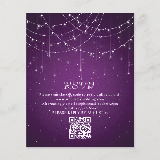 Budget Paarse String Lights QR Code Weddenschap RS (Voorkant)