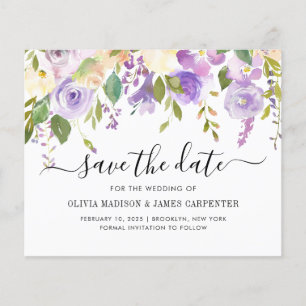 Budget Paarse Violet Floral Bespaar de datum