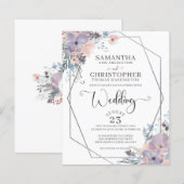 Budget Paarse Waterverf Floral Weddenschap (Voorkant / Achterkant)