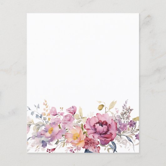 Budget Paarse Wildbloemen bruiloft uitnodiging (Achterkant)