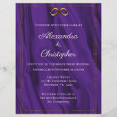 Budget Paarse Zijde en Gouden Ringen Bruiloft uitn Flyer (Voorkant)