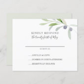 BUDGET Painé Olive feuille branche Mariage RSVP (Devant / Derrière)