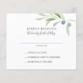 BUDGET Painé Olive feuille branche Mariage RSVP (Devant)