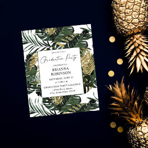 Budget Palm Leaf & Gold Graduparty Flyer