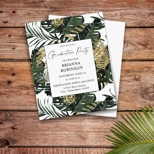 Budget Palm Leaf & Gold Greenery 1Graduy Party