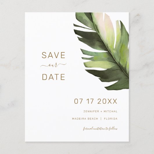 Budget Palm Leaf Tropical Enregistrer La Carte Dat (Devant)