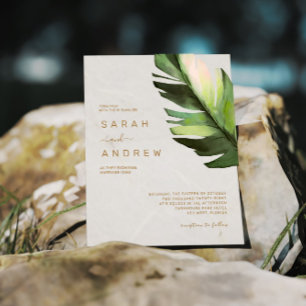 Budget Palm Leaf Tropische bruiloft uitnodiging