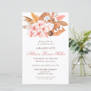 Budget Pampas Blush Graduparty Uitnodiging