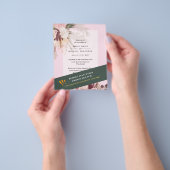 BUDGET Pampas Gras Burgundy Roze Trouw Uitnodiging Flyer (Hand)