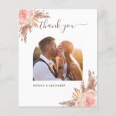 Budget pampas gras foto bruiloft bedankt (Voorkant)