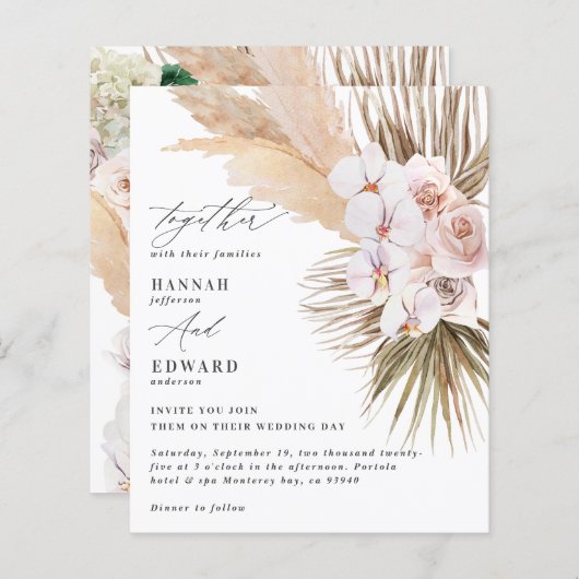 budget pampas grasgroen orchid rustige bruiloft (Voorkant / Achterkant)