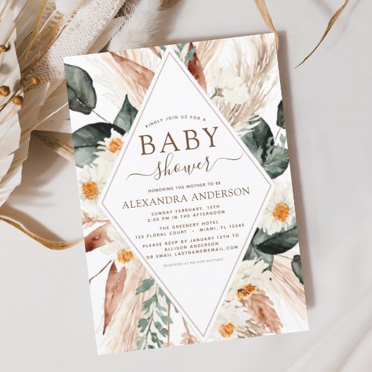 Budget Pampas Grass Baby shower Boho Eucalyptus Flyer