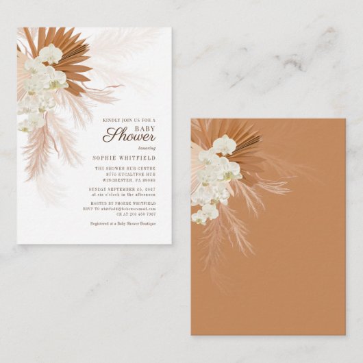 Budget Pampas Grass Baby shower Uitnodiging (Voorkant / Achterkant)