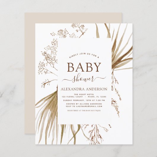 Budget Pampas Grass Bohemian Boho Baby shower (Voorkant / Achterkant)