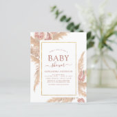 Budget Pampas Grass Boho Baby shower Uitnodiging (Staand voorkant)