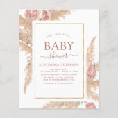 Budget Pampas Grass Boho Baby shower Uitnodiging (Voorkant)