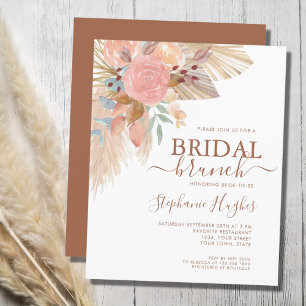 Budget Pampas Grass Boho Bridal Brunch Uitnodiging