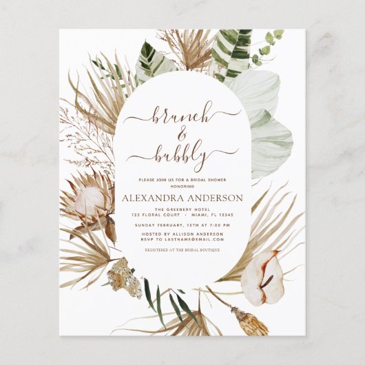 Budget Pampas Grass Boho Brunch & Bubble Flyer (Voorkant)