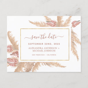 Budget Pampas Grass Boho Enregistrer la date Carte