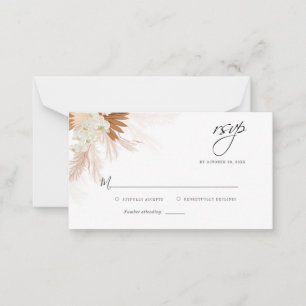 Budget Pampas Grass Floral Palms Wedding RSVP Kaar Notitiekaartje