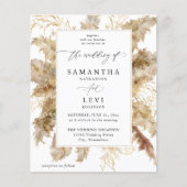 Budget Pampas Grass & Gold Boho Wedding Flyer (Voorkant)