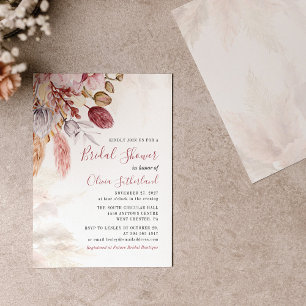 Budget Pampas Grass Tan Bridal Shower Uitnodiging